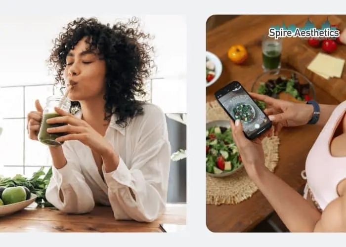 Image of woman looking into her diet and fat freezing Hampshire to improve her health